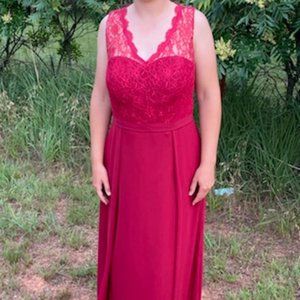 Red Azazie Bridesmaid Maxi Dress